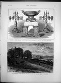 Old Antique Print Service Plate Presented Geneva Arbitrators From Us 1873 19th
