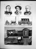 Antique Old Print Venus Model Greenwich Observatory Locomotive Rocket 1874 19th
