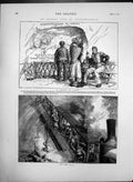 Original Old Antique Print Switzerland Tour By Train Lion Monument Lucerne 1874