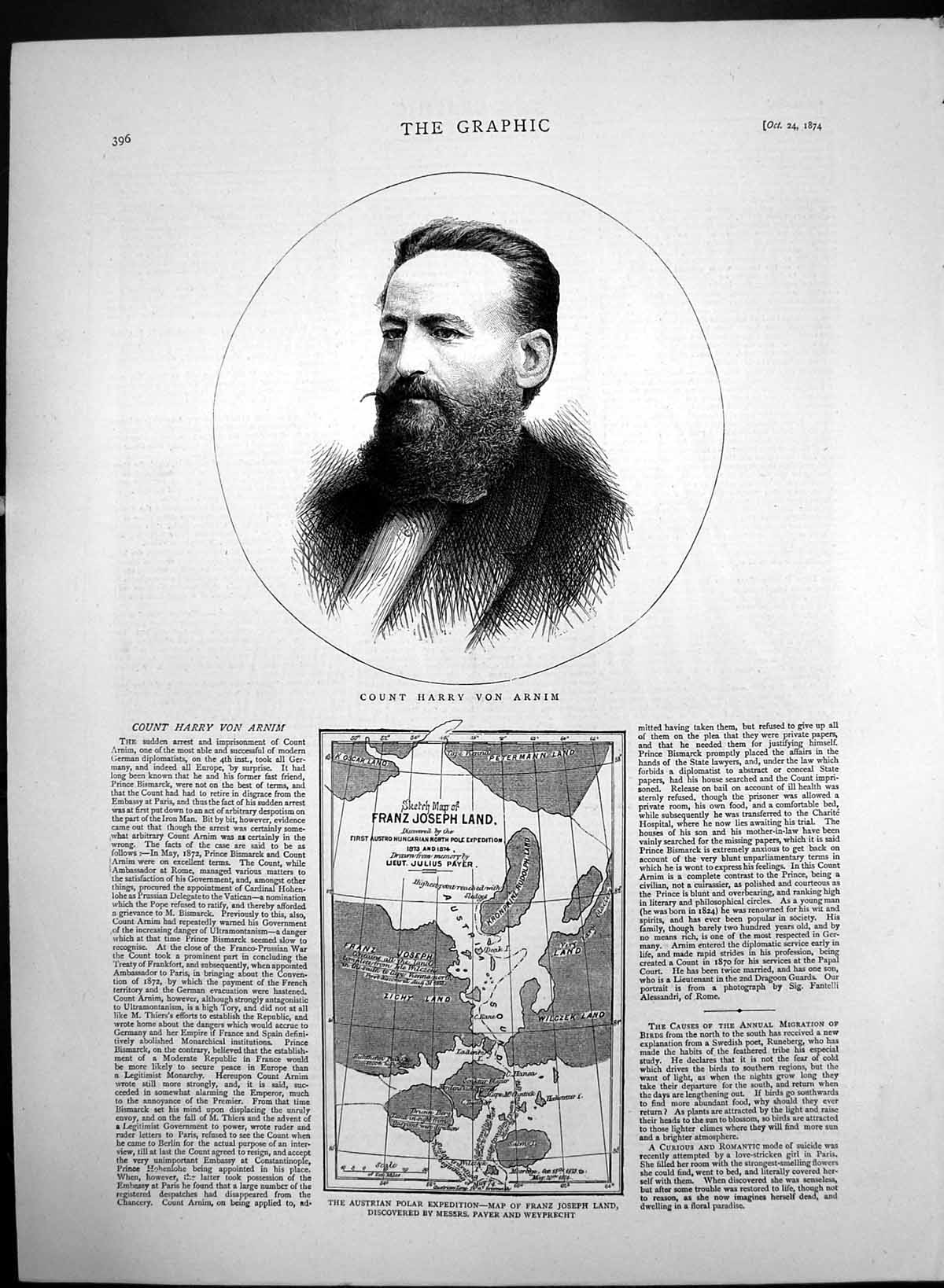 Old Antique Print Count Harry Von Arnim German Diplomatist Arrested 1874 19th