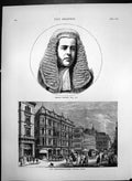 Antique Old Print City Improvements Queen Victoria St Morgan Howard Qc 1874