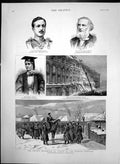 Antique Print Russian Infantry Polish Village Fire Ice Montreal Canada 1888