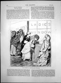 Original Old Antique Print Ladies Window New York Post Office 1870 Victorian