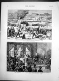 Antique Print Battle Before Estella Prize Giving National Orphan Home 1874 19th