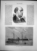 Original Old Antique Print Hm Ironclad Hotspur Late Daniel Maclise R A 1870