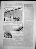 Original Old Antique Print Damage To Hms Sultan Somerset Dock Malta 1889 19th