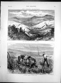 Antique Old Print Road Prince Town To Horrabridge Troopers Horse Mire 1873 19th