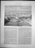 Original Old Antique Print Birds Eye View Suez Canal 1869 19th