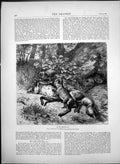 Original Old Antique Print After Breakfast J B Zwecker Bond Street Gallery 1870
