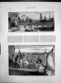 Antique Old Print Thames Sailing Barge Match Bridge Over Saale Kullman 1874