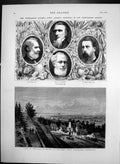 Antique Old Print Bay Mount St Michael Normandy Vegetarian Soc Members 1874