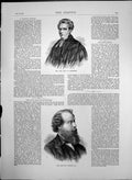 Original Old Antique Print Late Dean Rochester Late Sir J Simeon M P 1870 19th