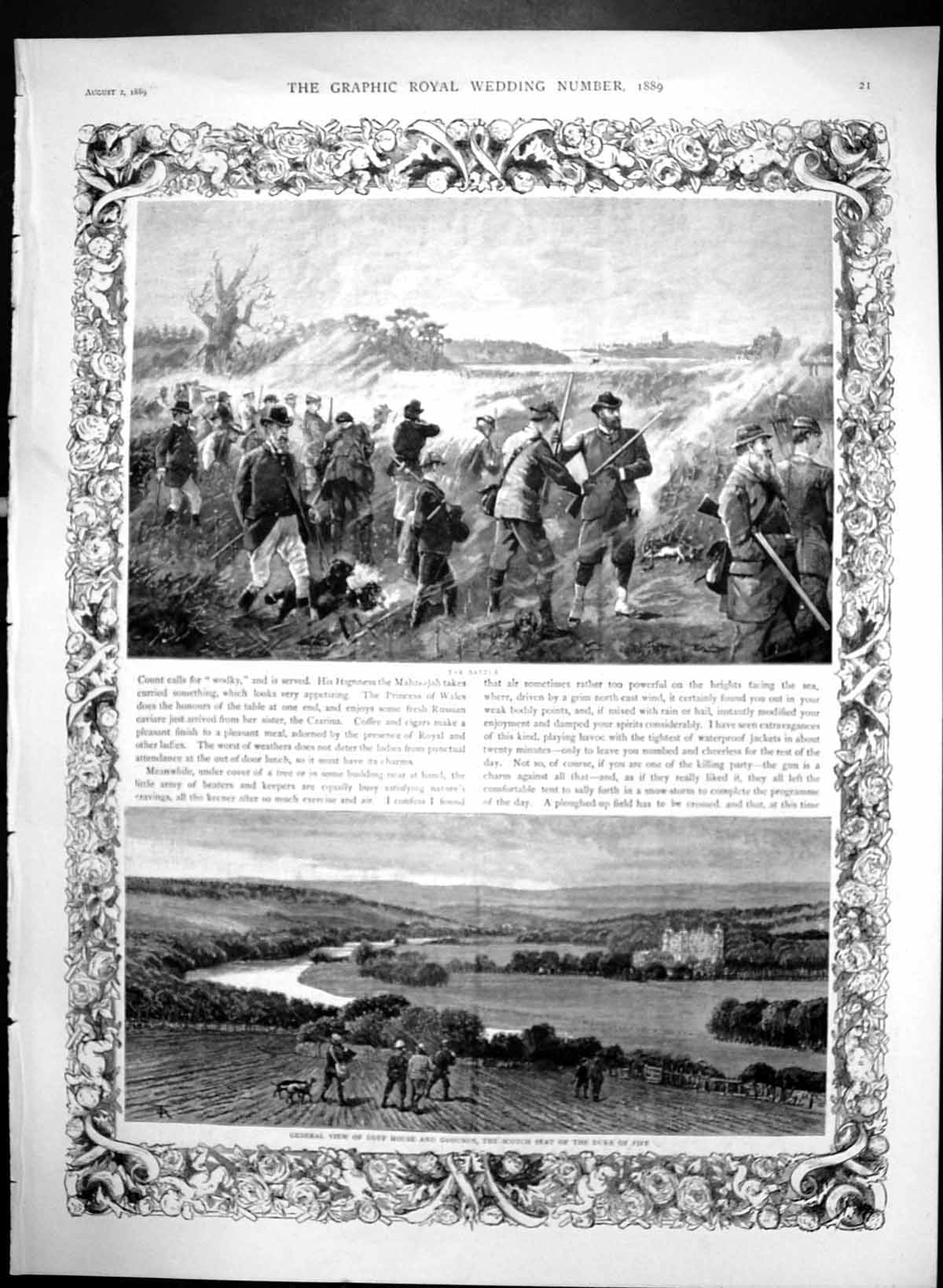 Original Old Antique Print Duff House & Grounds Scotch Seat Duke Fife 1889 19th