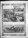 Original Old Antique Print Life At Sandringham Shooting Luncheon 1889 Victorian