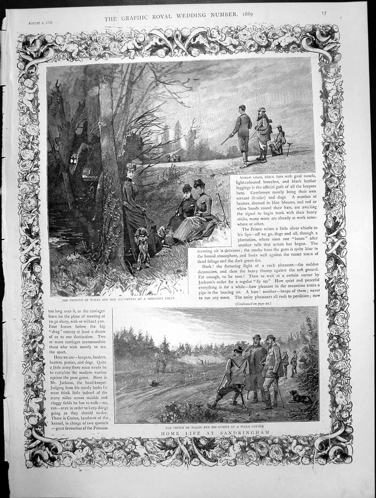 Antique Old Print Royal Wedding Home Life At Sandringham Prince Wales 1889 19th
