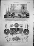 Antique Old Print Queens Sideboard At Christmas Time Gymnasium For Women 1889