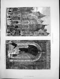 Old Print Holland House South Front Grand Staircase From Dining Hall 1872 19th