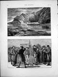 Antique Print Ilfracombe Scene Fatal Bathing Accident O'Keeffe Chapel 1873 19th