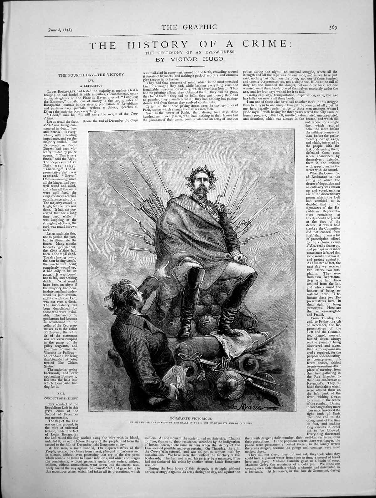 Antique Print The History A Crime By Victor Hugo Bonaparte Victorious 1878 19th