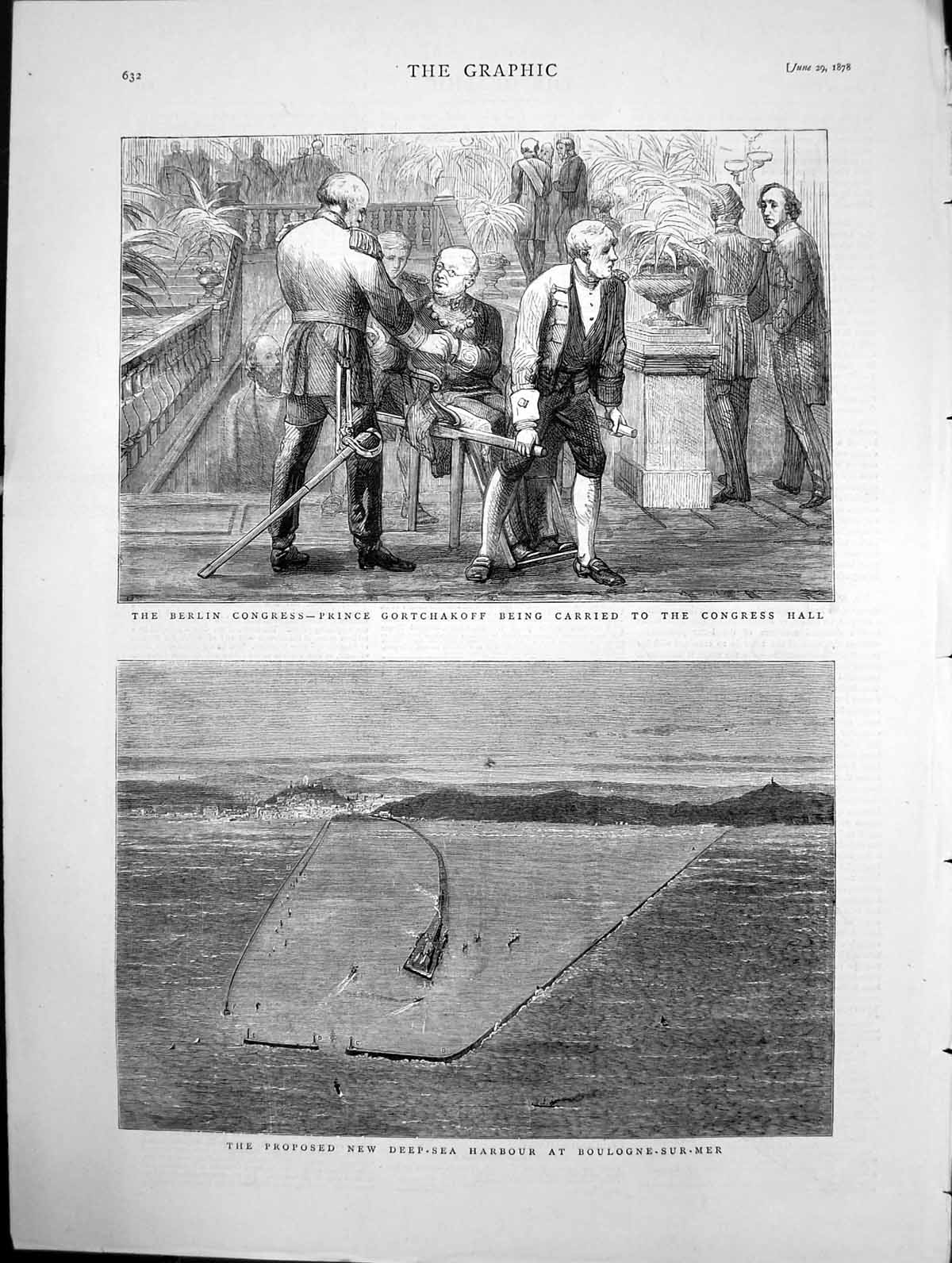 Antique Print Berlin Congress Prince Gortchakoff New Harbour Boulogne 1878 19th