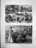 Old Print Sketches In Highgate Woods Love'S Sacrifice Fritz Althaus 1886 19th