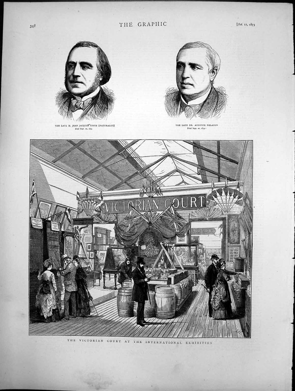 Old Antique Print Court The International Exhibition Coste Nelaton 1873 19th