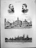 Antique Old Print New Victoria Hospital Burnley Hrh Duke Edinburgh Fleet 1886