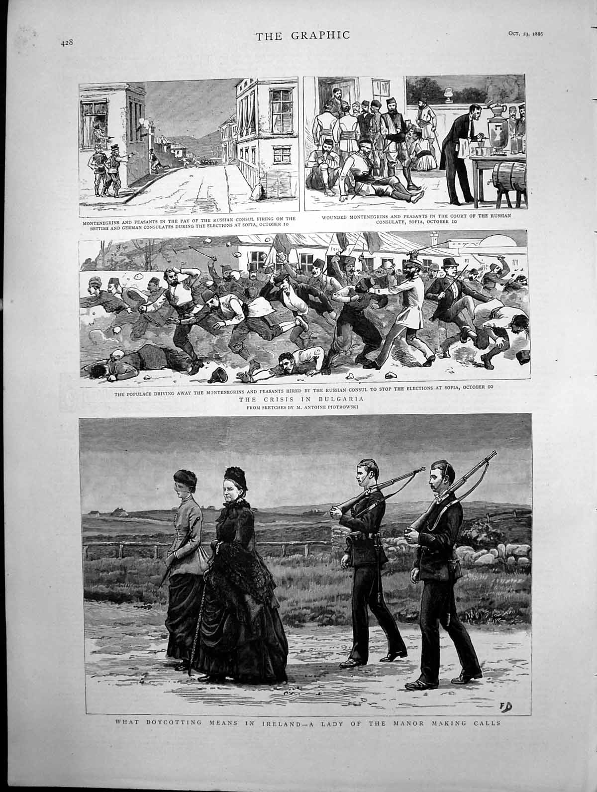Antique Print What Boycotting In Ireland Means Lady Manor Making Calls 1886