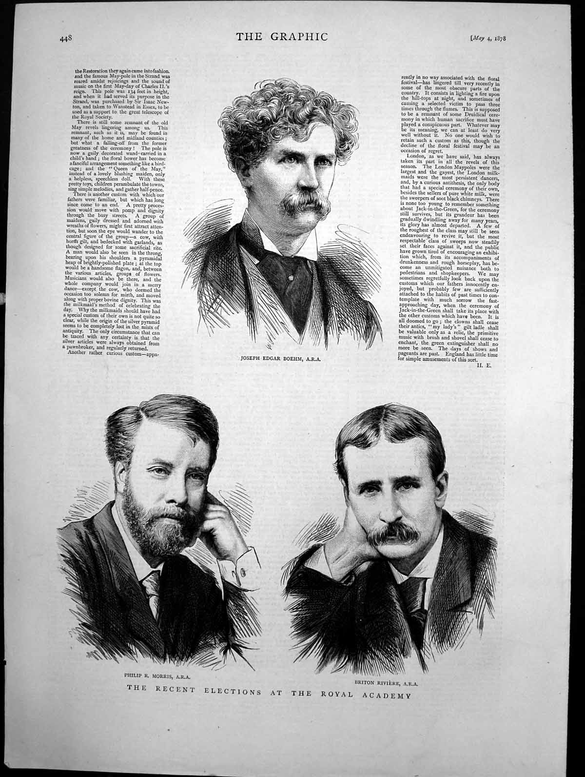 Antique Print Recent Elections At The Royal Academy Portraits Riviere 1878 19th
