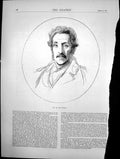 Antique Print Sir De Lacy Evans Portrait Sketch Veteran Peninsular War 1870