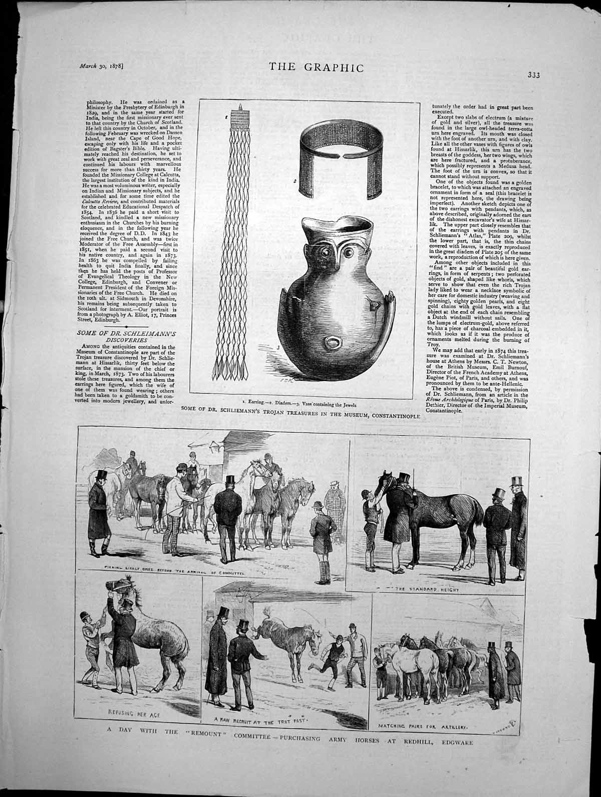Antique Print Remount Committee Purchasing Army Horses Redhill Edgware 1878