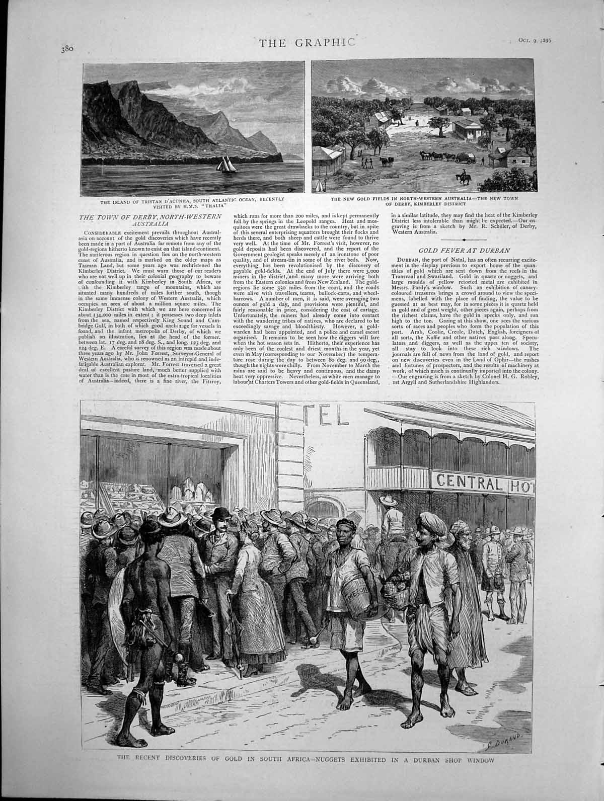Antique Old Print Recent Discoveries GIn South Africa Durban Shop Window 1886
