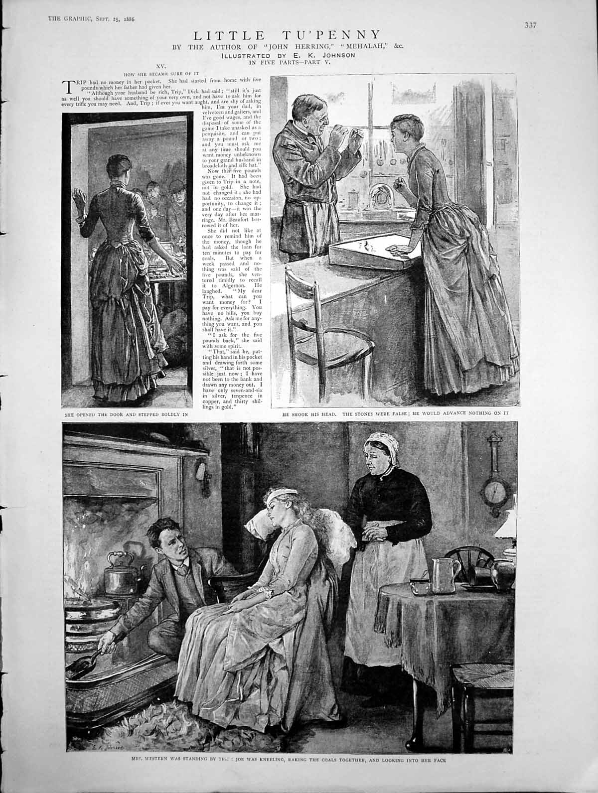 Antique Old Print Little Tu'Penny By The Author John Herring Sketches 1886 19th