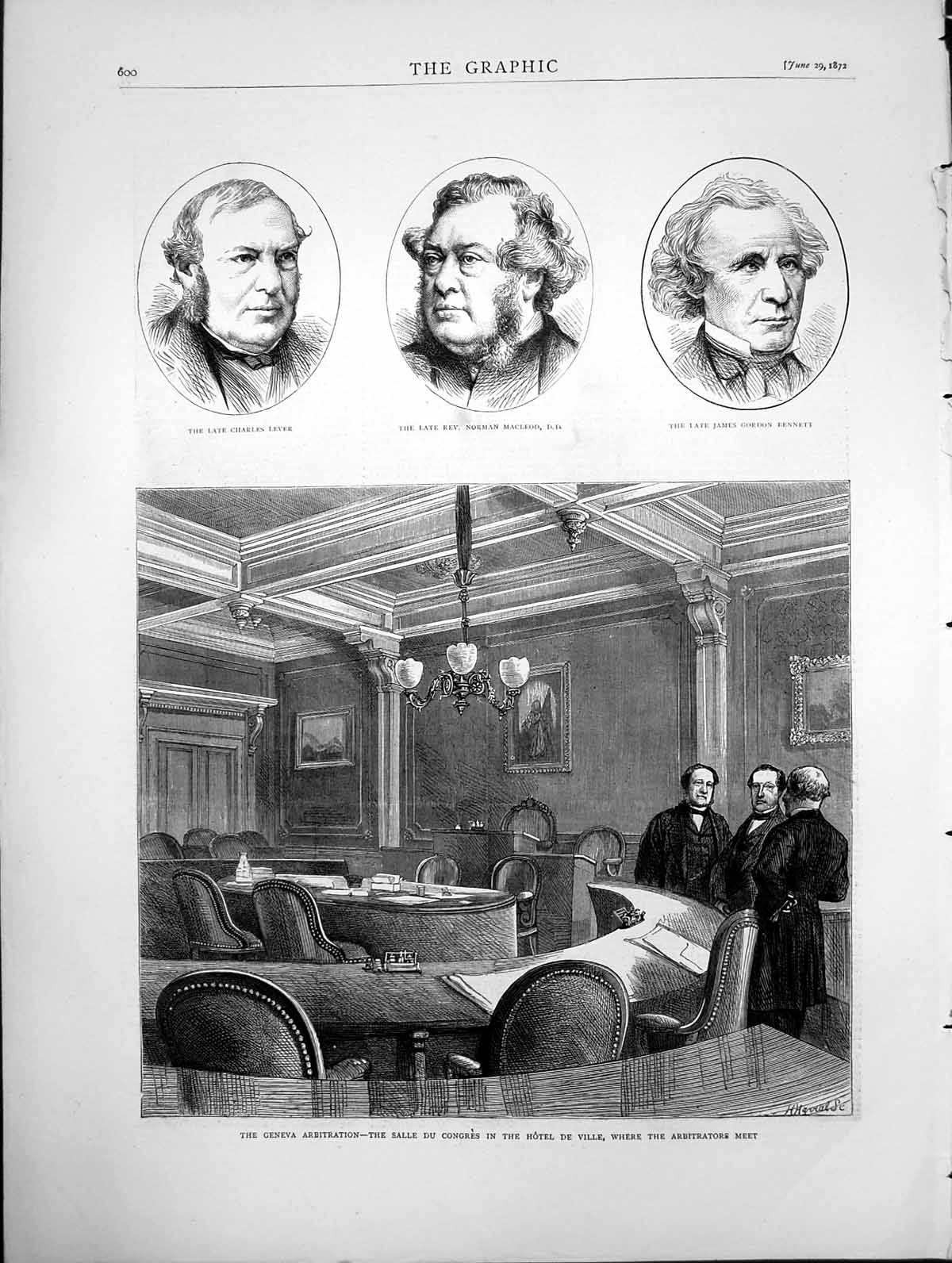 Old Geneva Arbitration Hotel Beau Rivage Portraits Charles Lever 1872 Victorian