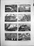 Antique Old Print Hrh The Prince Wales At Yarmouth Sketches Arrival Etc 1872