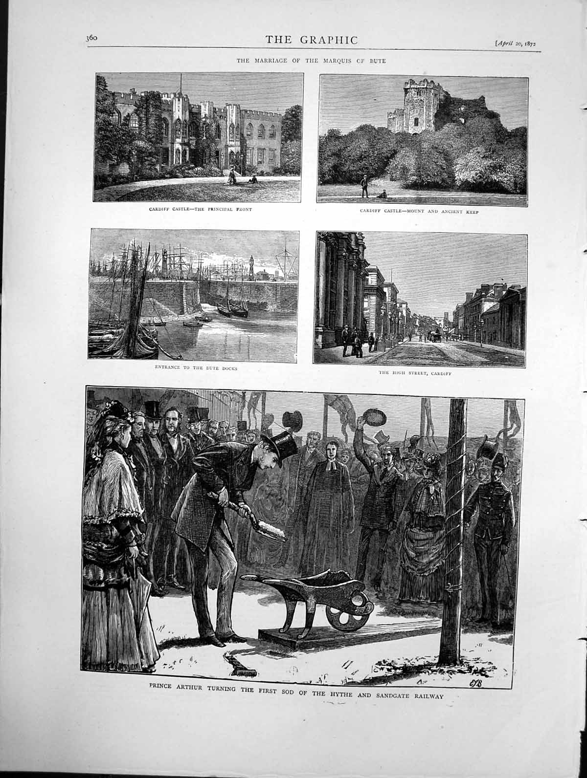 Old Print Prince Arthur Turning First Sod Hythe And Sandgate Railway 1872 19th
