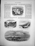 Antique Print Villages Saltness Norway Street In Bergen Mountains Mill 1870