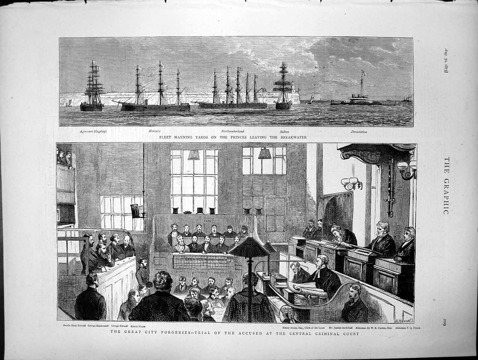 Old Great City Forgeries Criminal Court Fleet Prince Breakwater 1873 Victorian