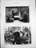 Antique Old Print Protestant Wedding In Alsace Campaigning Ground Sketch 1872