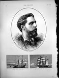 Old Portrait Don Carlos Sketch New Yacht Kala Fish Arctic Diana 1873 Victorian
