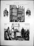 Antique Old Print Presentation Freedom City To Albert Sassoon Guildhall 1873