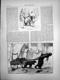 Antique Old Print Rag Collectors In The Rag Trade Sketches Pulling Cart 1870