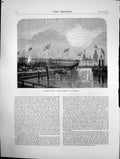 Antique Old Print Launch The Fethi Bulend At Blackwall London Sketches 1870