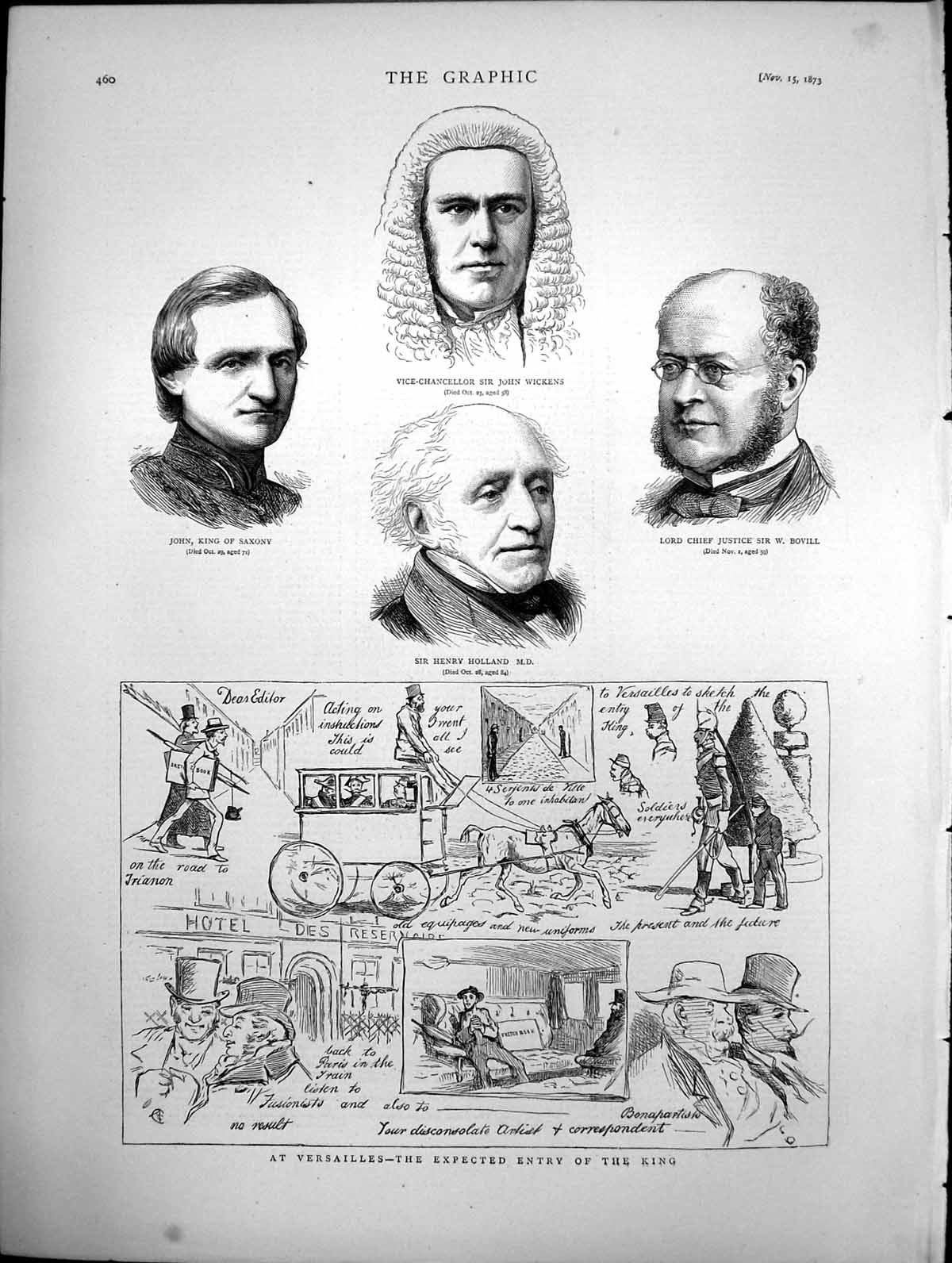 Antique Print At Versailles The Expected Entry The King Comic Sketches 1873