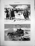 Antique Print With The Russians Prisoners War Burying Officer Sandwith 1878