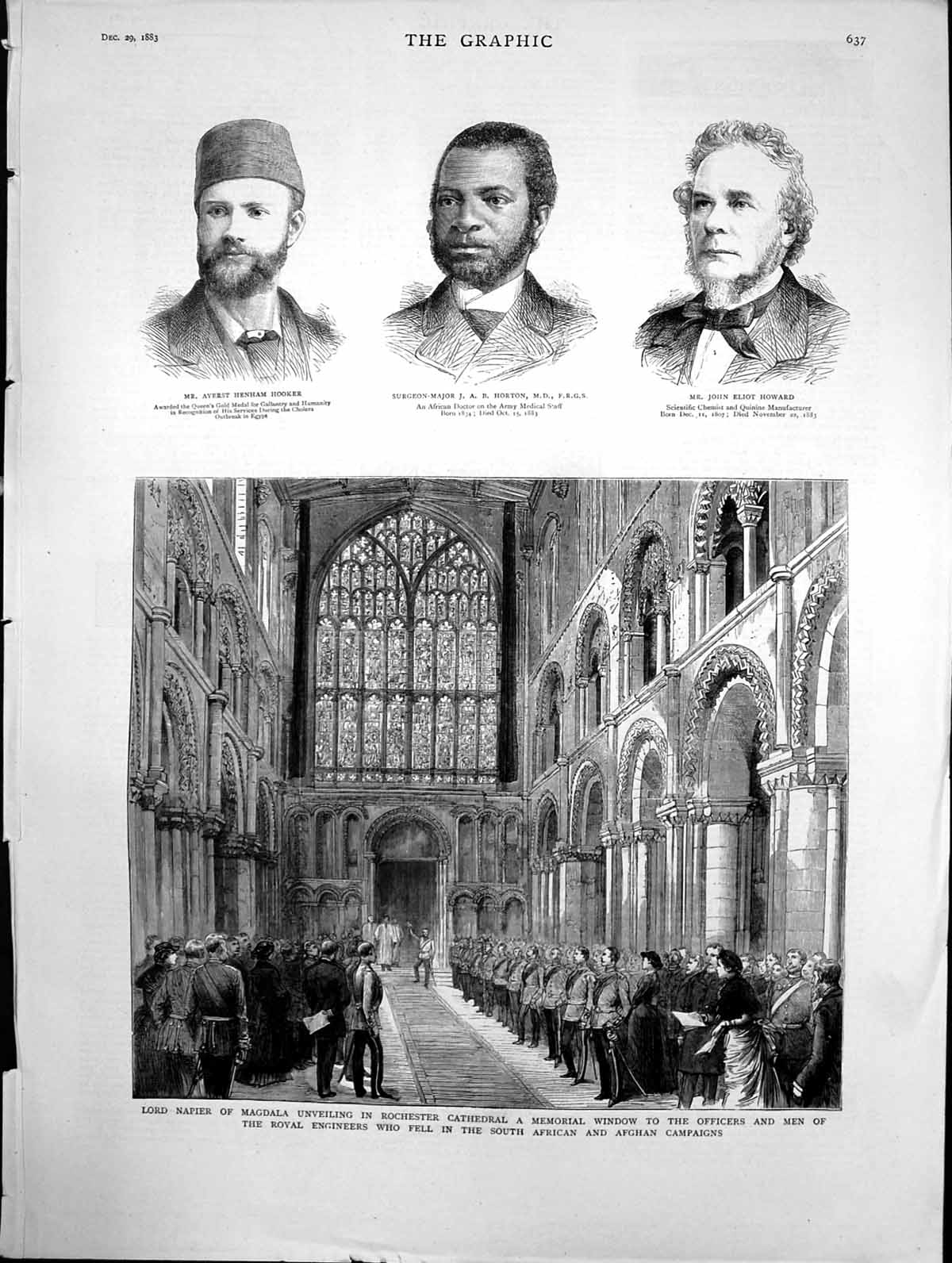 Antique Print Lord Napier Magdala Rochester Cathedral Memorial Siers 1883 19th
