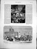 Antique Print Pontifical Procession Feast Madonna Pope Sedia Candlemas 1878