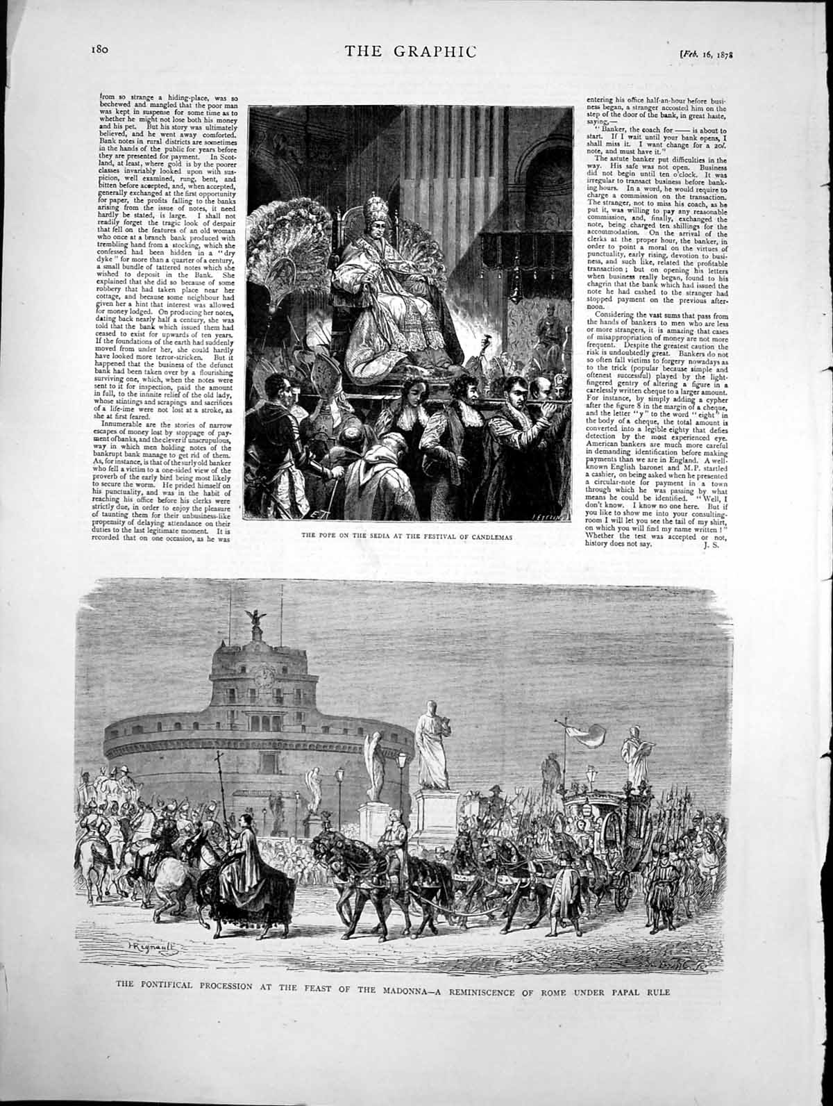 Antique Print Pontifical Procession Feast Madonna Pope Sedia Candlemas 1878