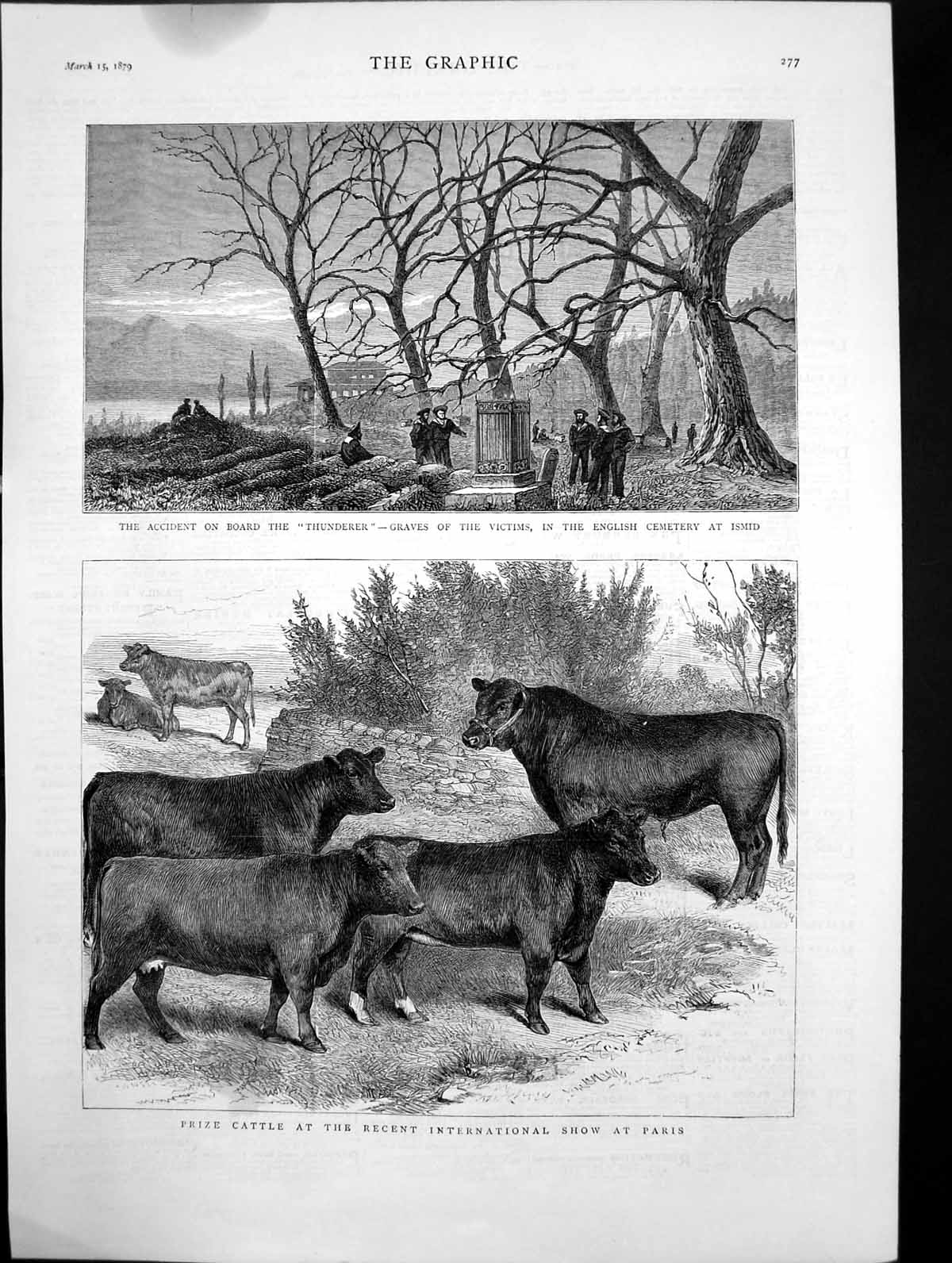 Old Print Prize Cattle Show Paris Accident On Board Thunderer Ismid 1879 19th
