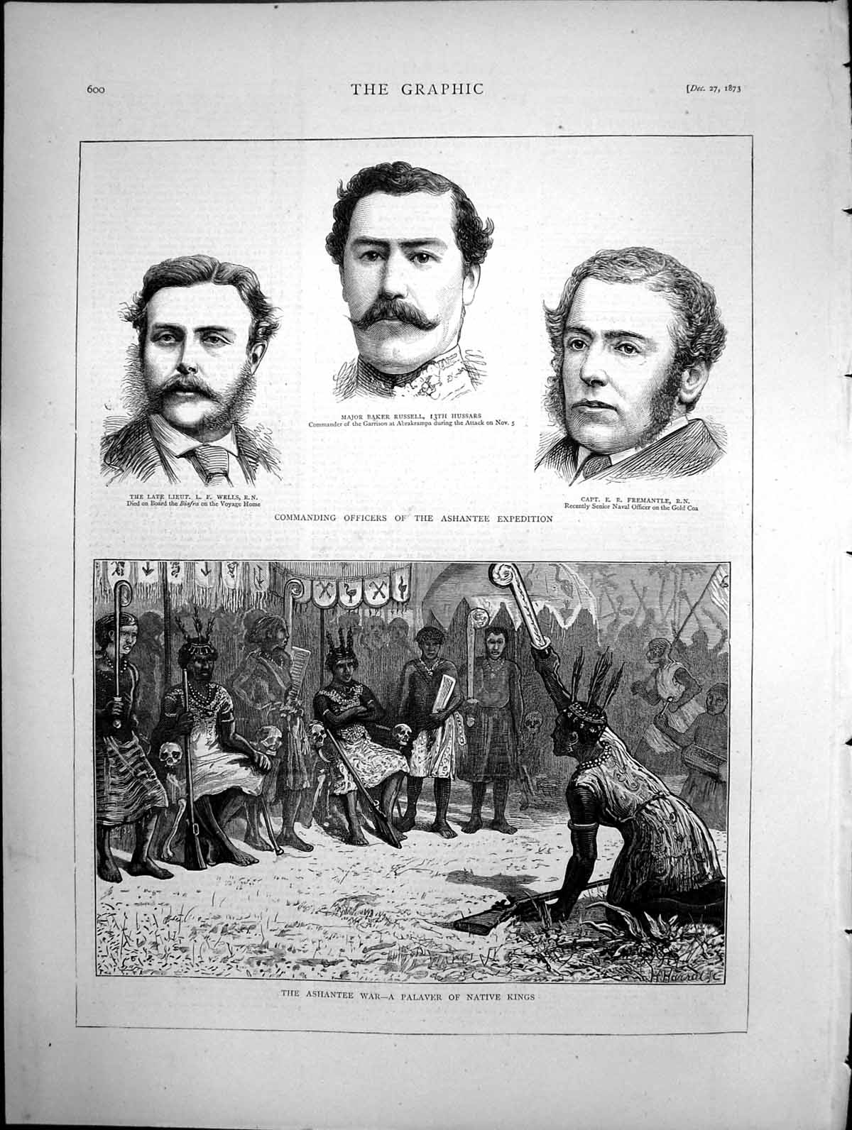 Old Print Ashantee War Native Kings Commanding Officers Expeditions 1873 19th